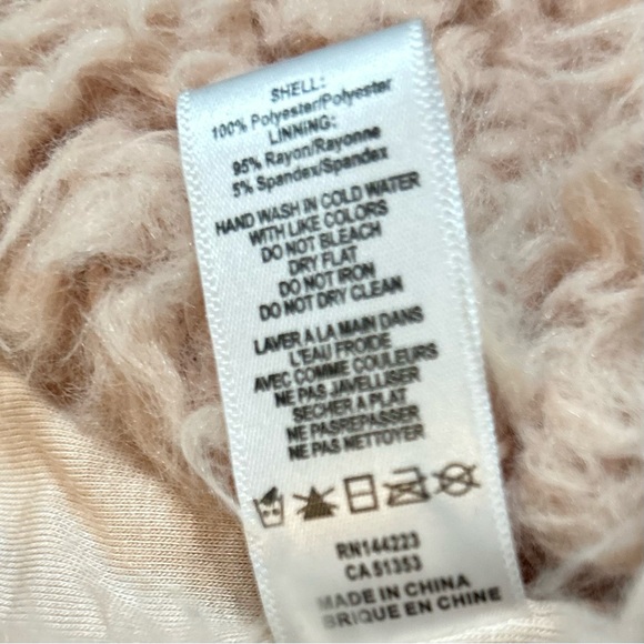 Anthropologie Bishop + Young Blush Teddy Faux Fur Cozy Cardigan Size: Med - Picture 3 of 6